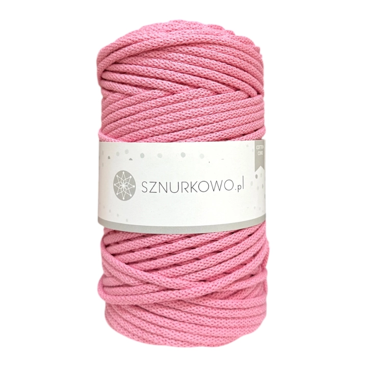 Sznurek bawełniany pleciony 5mm  CUKIERKOWY RÓŻ